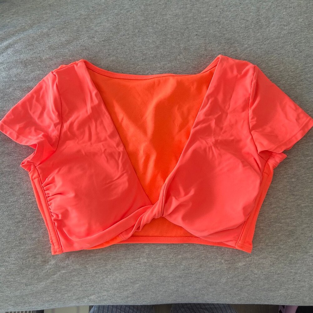 Neon Coral Bikini Twist Top